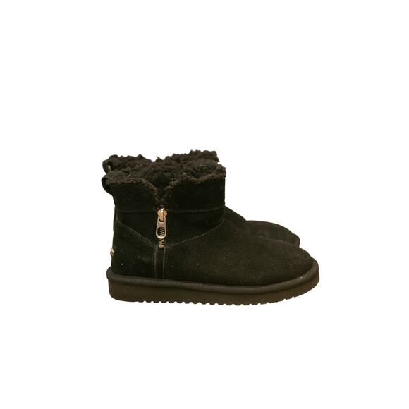 Koolaburra by UGG Koola Short Zip Black Suede Shearling Boots Women’s Size 6 - Picture 2 of 5